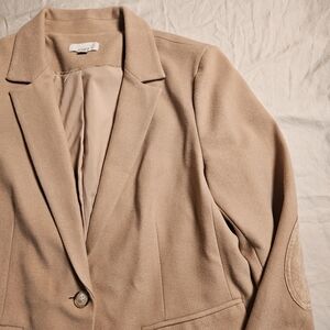 LOFT NWOT Size 14 Beige Blazer Jacket Career Business Casual Elbow Patch